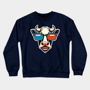 Cool cow wearing 3D glasses Crewneck Sweatshirt